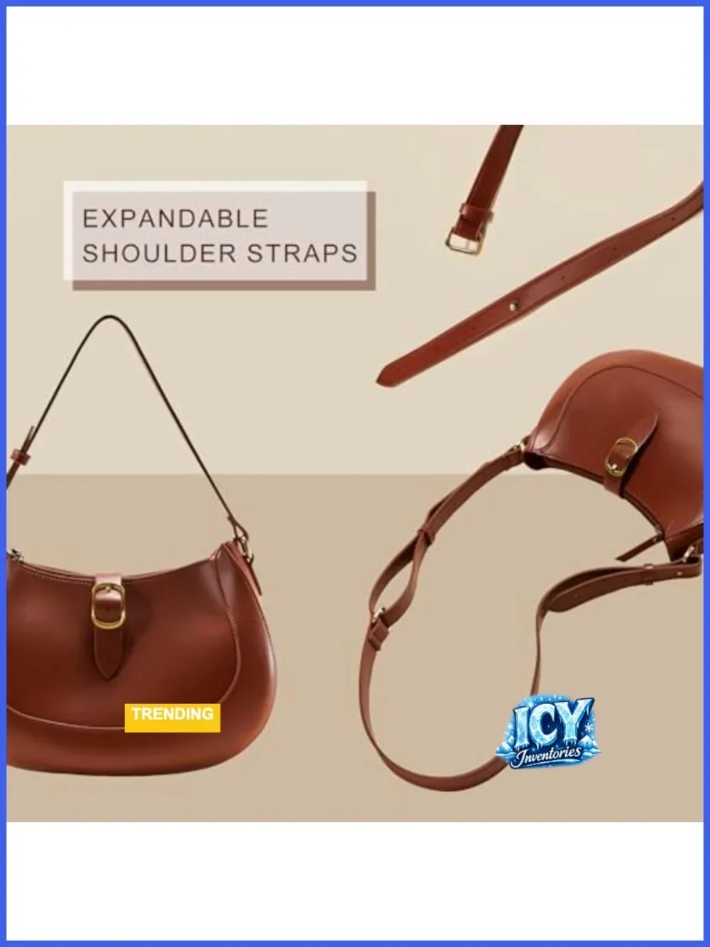 Vegan Leather Crescent Hobo Bag Shoulder Purse Satchel